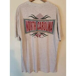 80s 90s vintage striped north carolina single stitch XL PUFF PAINT 2 Sided